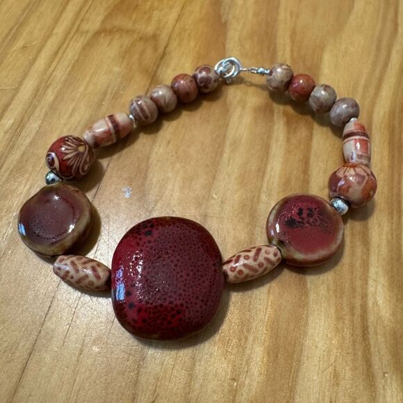 New Southwest Chunky FEATHER/LEAF PENDANT Beaded Necklace w/ Bracelet - Picture 4 of 8